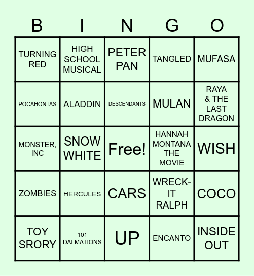 MUSIC BINGO Card