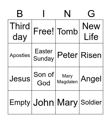 Easter Bingo Card