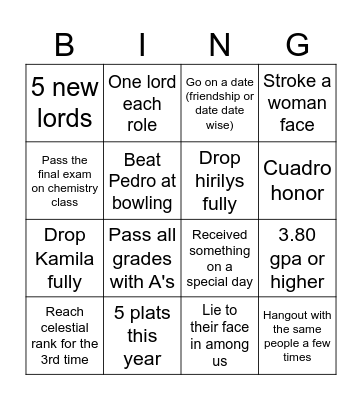 2026 bingo list Bingo Card