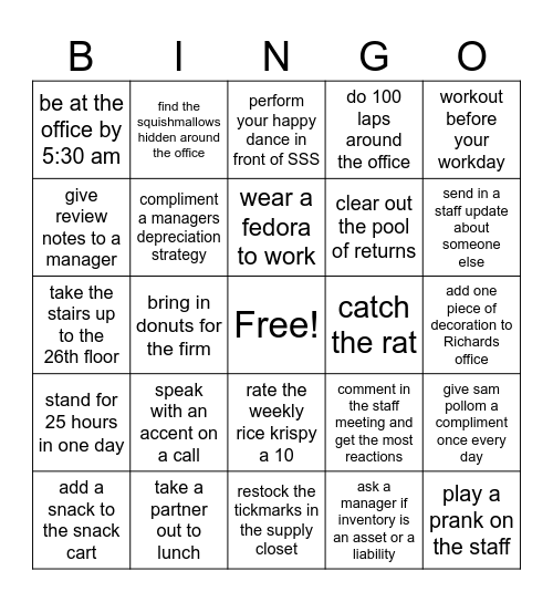 BGBC Bingo - Weeks 11 & 12 Bingo Card