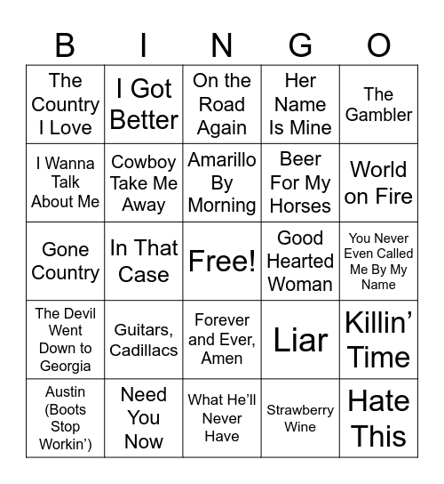 (v) Country Round 2 Bingo Card