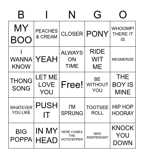 R&B HITS ROUND 4 Bingo Card