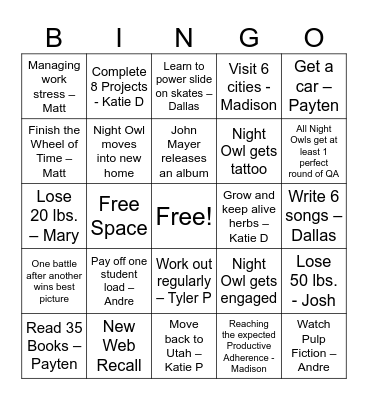 2026 Bingo Board Bingo Card