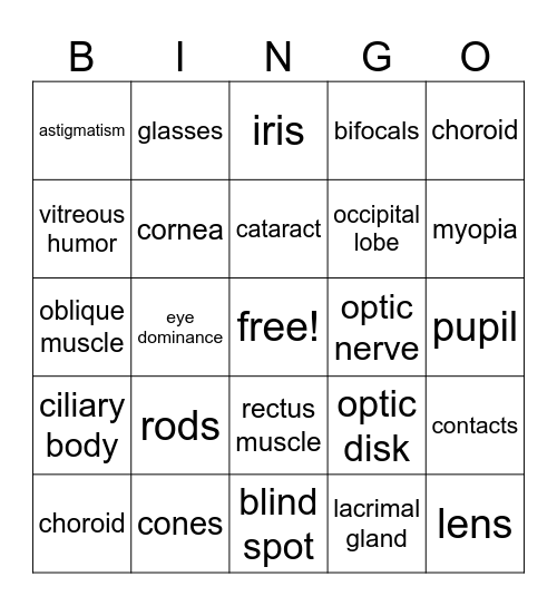 EYE! Bingo Card