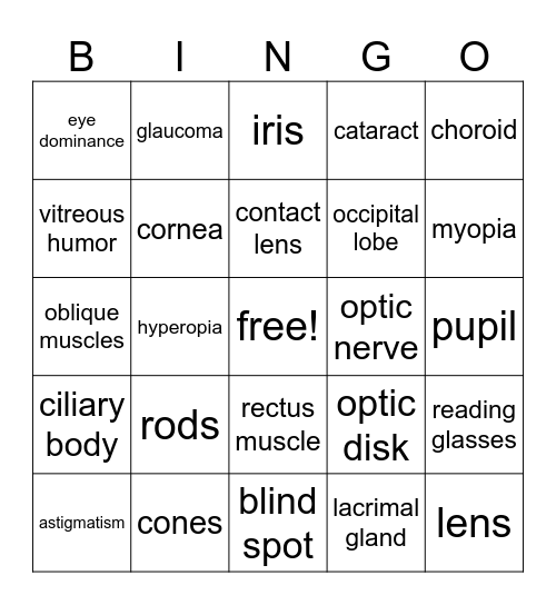 EYE! Bingo Card