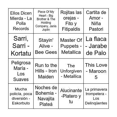 Bingo musical Bingo Card