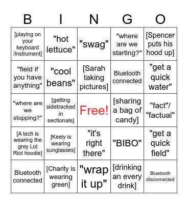 Pit Tech Bingo Card