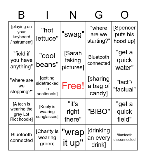 Pit Tech Bingo Card