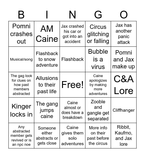 Tadc ep8 bingo Card
