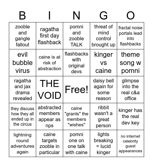 tadc ep 8 predictions Bingo Card