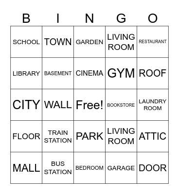 PLACES-HOUSE Bingo Card