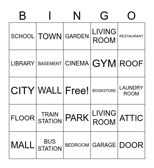 PLACES-HOUSE Bingo Card