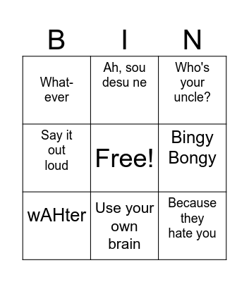 Dr. Lawrence Bingo Card