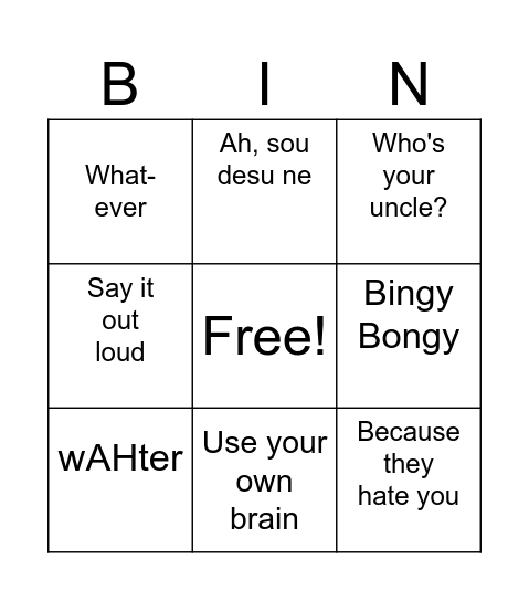 Dr. Lawrence Bingo Card