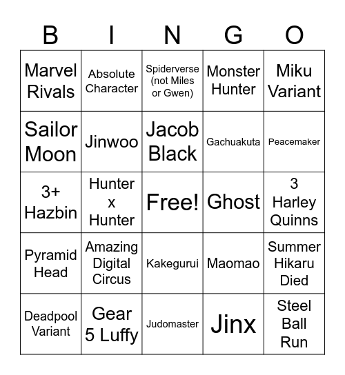 Untitled Bingo Card