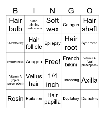 Milady Ch 11: Hair Remova Bingo Card