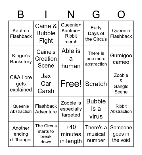TADC Episode 8 Bingo Card