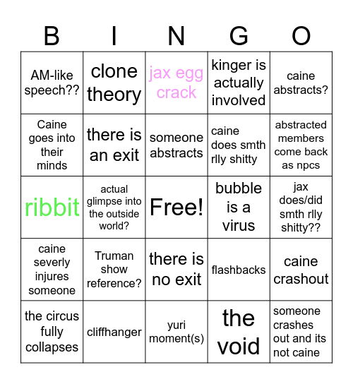 screaming crying rn Bingo Card