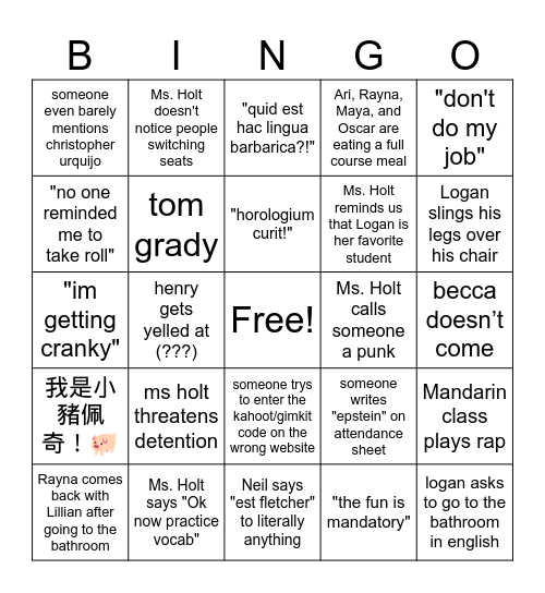 I have a prize this time (only for 1st person) Bingo Card