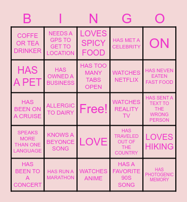 PAR Bingo Card