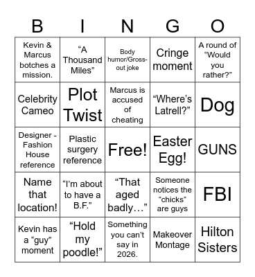 White Chicks Bingo Card