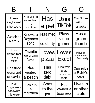 PAR BINGO Card