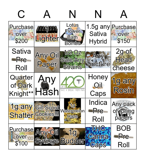 CANNA BINGO - Wednesday 01-18-2017 Bingo Card