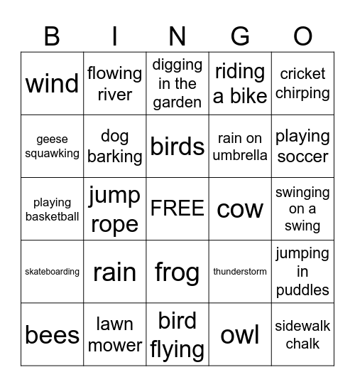 Sounds of Spring Bingo Card