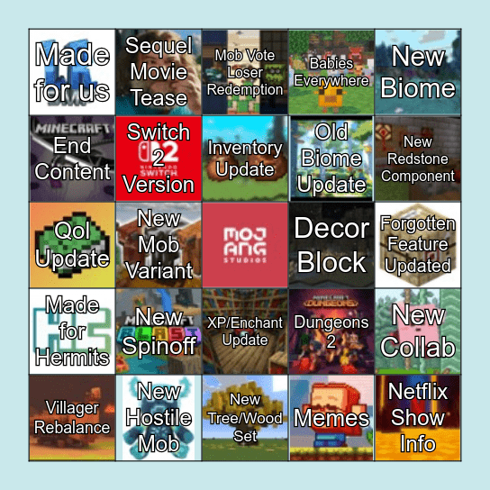 Minecraft Live Spring 2026 Bingo Card