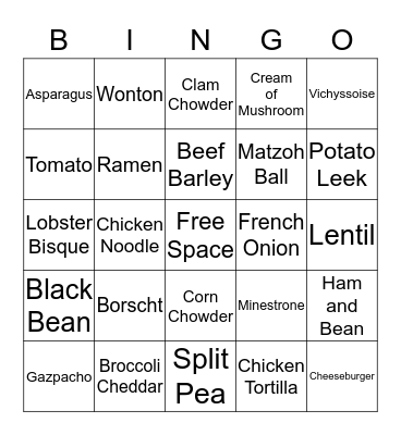 SOUP BINGO Card