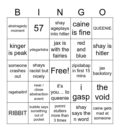 hi guys Bingo Card