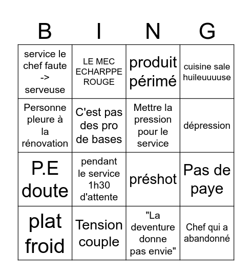 Avec le goaaaat Bingo Card