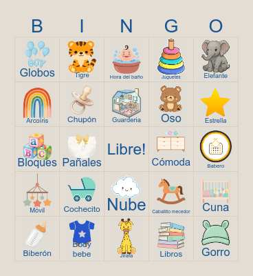 Baby Shower Benjamin Bingo Card