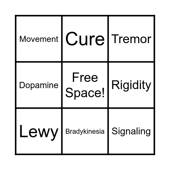 Parkinson's Disease Bingo Card