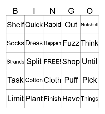Wilson 3-1 Bingo Card