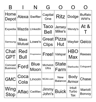 Annual March Madness Bingo Card
