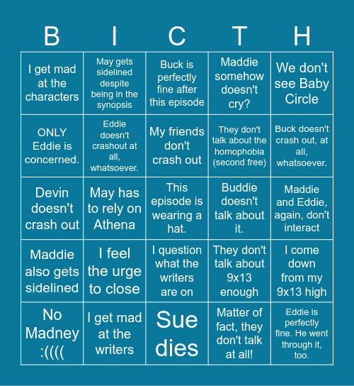 HOW ABOUT YOU DIE Bingo Card