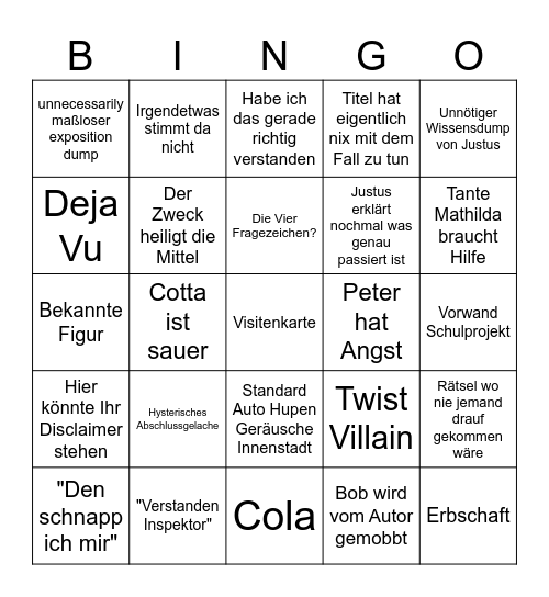 Die Drei Fragezeichen Bingo Card