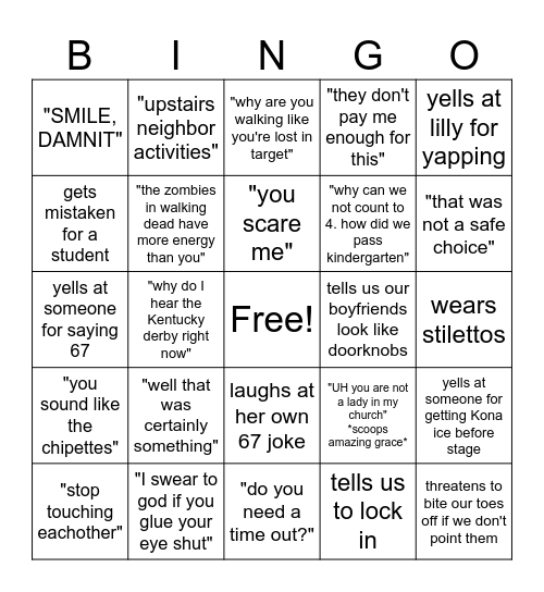 Ms. G comp bingo!! Bingo Card