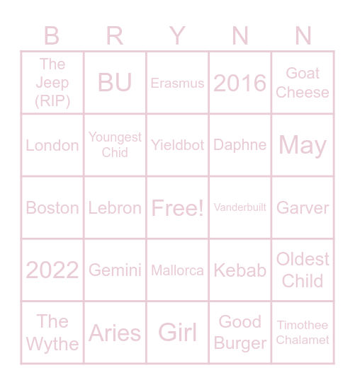 Baby Yog Bingo Card