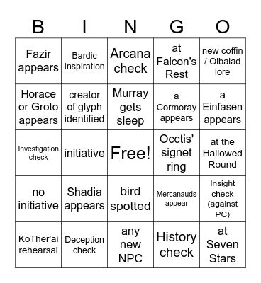 Should We Split the Tab Evenly or Pay What You Got? [Critical Role 4.19] Bingo Card