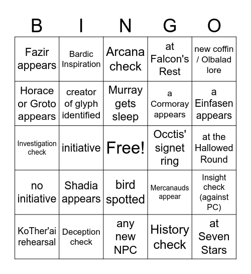 Should We Split the Tab Evenly or Pay What You Got? [Critical Role 4.19] Bingo Card