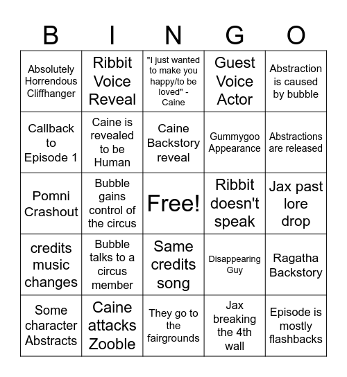 TADC Ep 8 Bingo Card