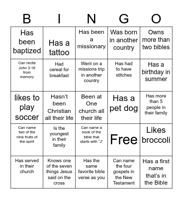 Human Bingo! Find someone who... Bingo Card