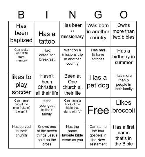 Human Bingo! Find someone who... Bingo Card
