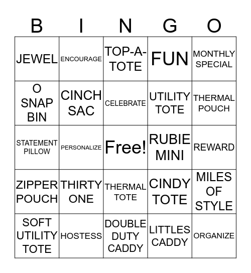 THIRITY ONE BINGO Card