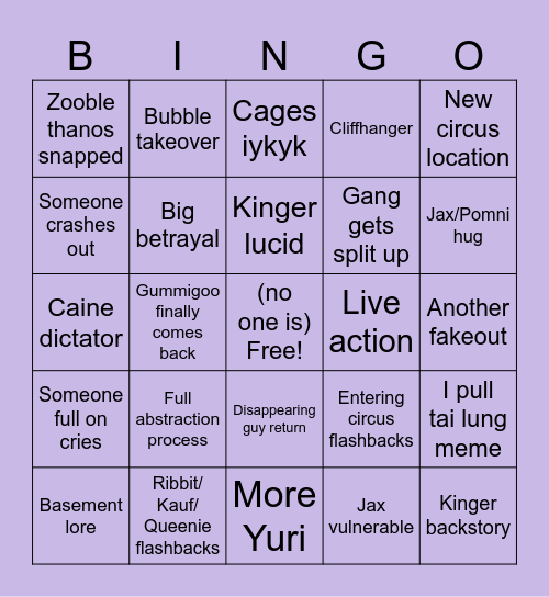 TADC EP 8 Bingo Card
