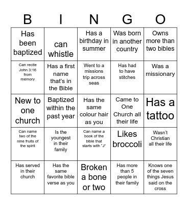 Human Bingo! Find someone who... Bingo Card