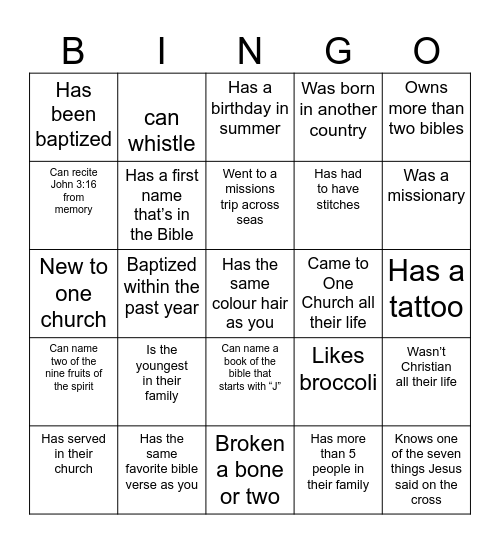 Human Bingo! Find someone who... Bingo Card