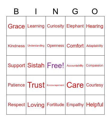 SISTERHOOD in ACTION Part II Bingo Card